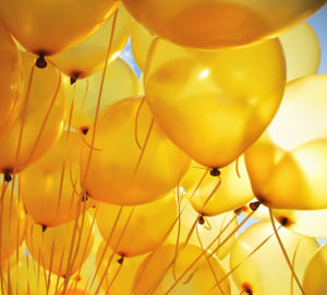 Gelbe Hochzeitsluftballons