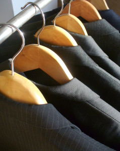 Row of men's suit jackets